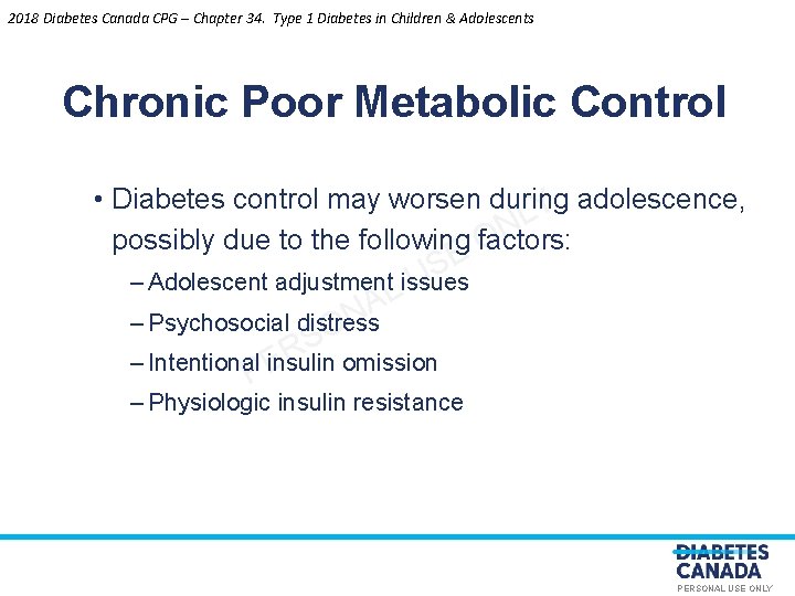 2018 Diabetes Canada CPG – Chapter 34. Type 1 Diabetes in Children & Adolescents