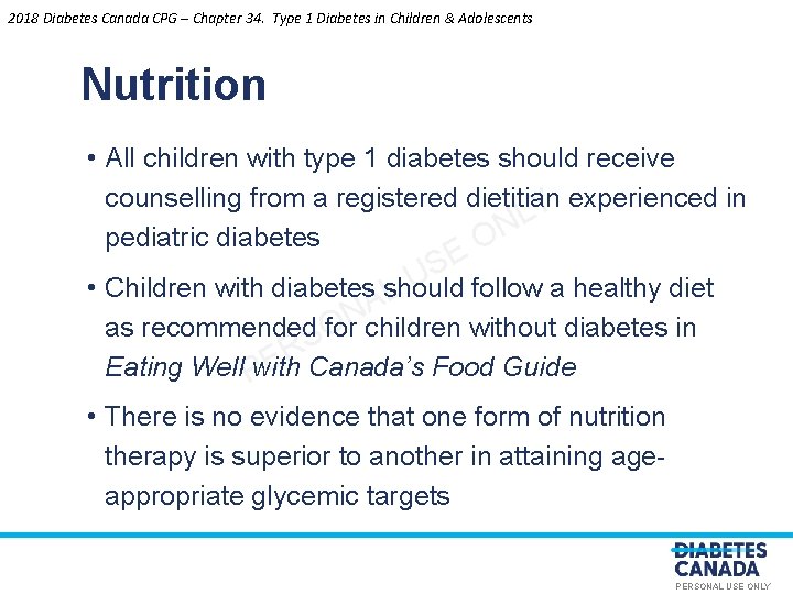 2018 Diabetes Canada CPG – Chapter 34. Type 1 Diabetes in Children & Adolescents