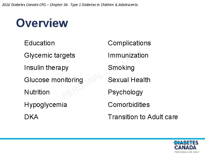 2018 Diabetes Canada CPG – Chapter 34. Type 1 Diabetes in Children & Adolescents