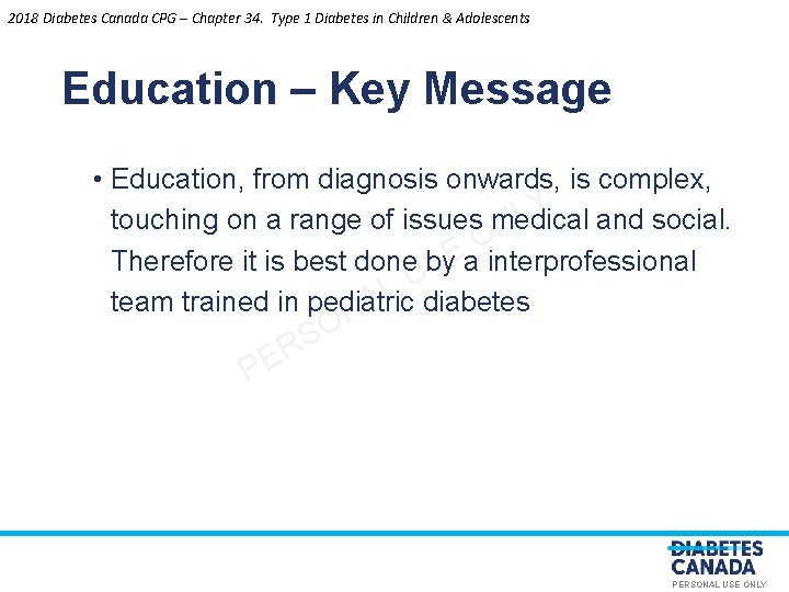 2018 Diabetes Canada CPG – Chapter 34. Type 1 Diabetes in Children & Adolescents