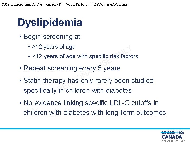 2018 Diabetes Canada CPG – Chapter 34. Type 1 Diabetes in Children & Adolescents