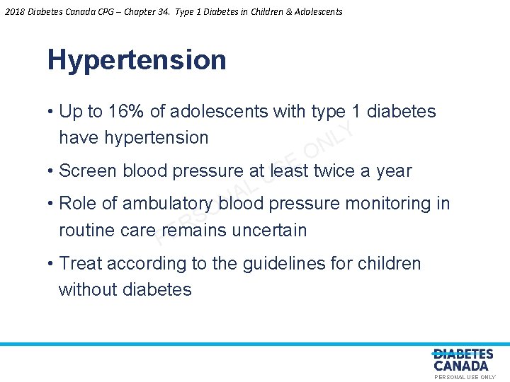 2018 Diabetes Canada CPG – Chapter 34. Type 1 Diabetes in Children & Adolescents