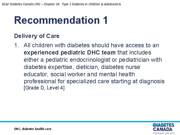 2018 Diabetes Canada CPG – Chapter 34. Type 1 Diabetes in Children & Adolescents