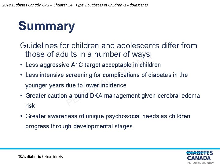 2018 Diabetes Canada CPG – Chapter 34. Type 1 Diabetes in Children & Adolescents