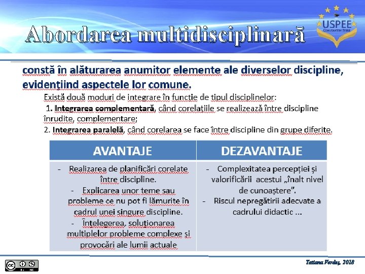 Abordarea multidisciplinară Tatiana Verdeș, 2018 