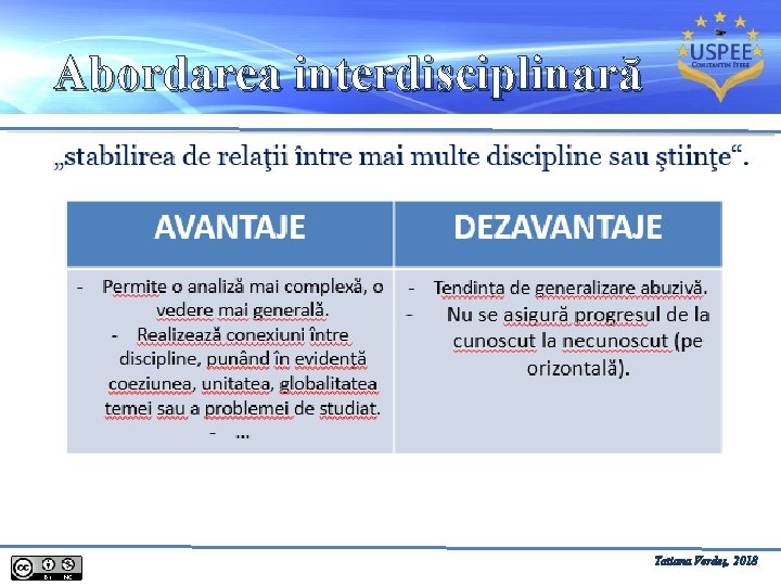 Abordarea interdisciplinară Tatiana Verdeș, 2018 