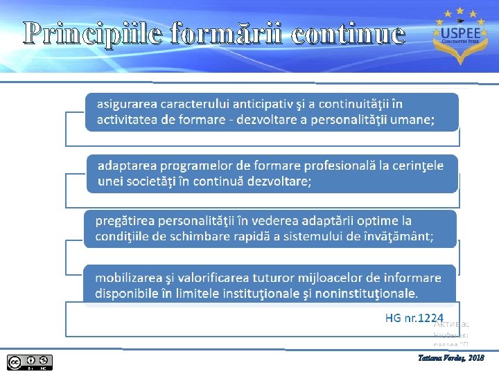 Principiile formării continue HG nr. 1224 Tatiana Verdeș, 2018 