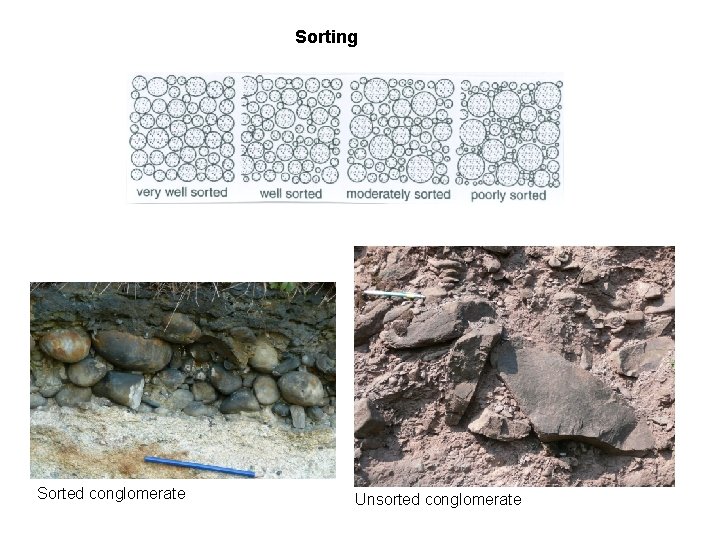 Sorting Sorted conglomerate Unsorted conglomerate 