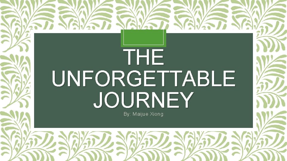 THE UNFORGETTABLE JOURNEY By: Maijue Xiong 