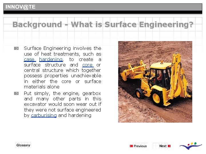 Background - What is Surface Engineering? Surface Engineering involves the use of heat treatments, Background - What is Surface Engineering? Surface Engineering involves the use of heat treatments,