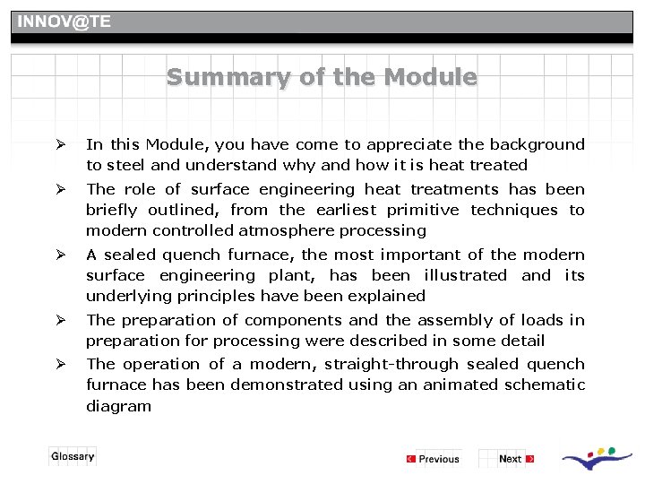 Summary of the Module Ø In this Module, you have come to appreciate the Summary of the Module Ø In this Module, you have come to appreciate the