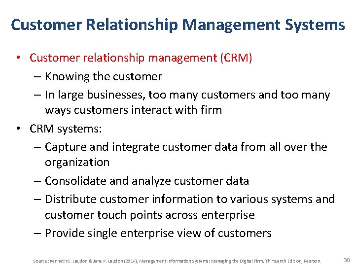 Customer Relationship Management Systems • Customer relationship management (CRM) – Knowing the customer – Customer Relationship Management Systems • Customer relationship management (CRM) – Knowing the customer –