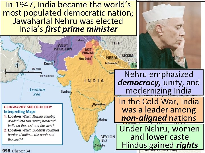 In 1947, India became the world’s Title most populated democratic nation; Jawaharlal Nehru was