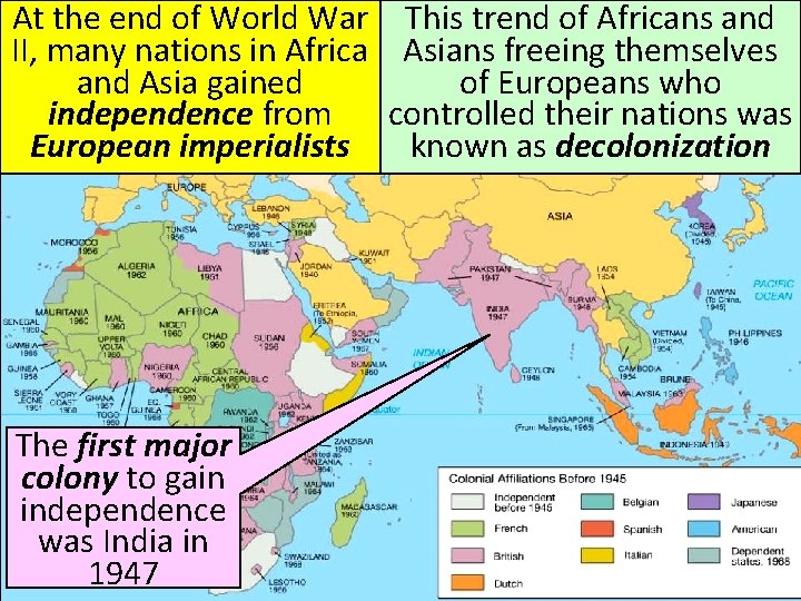 At the end of World War This trend of Africans and II, many nations