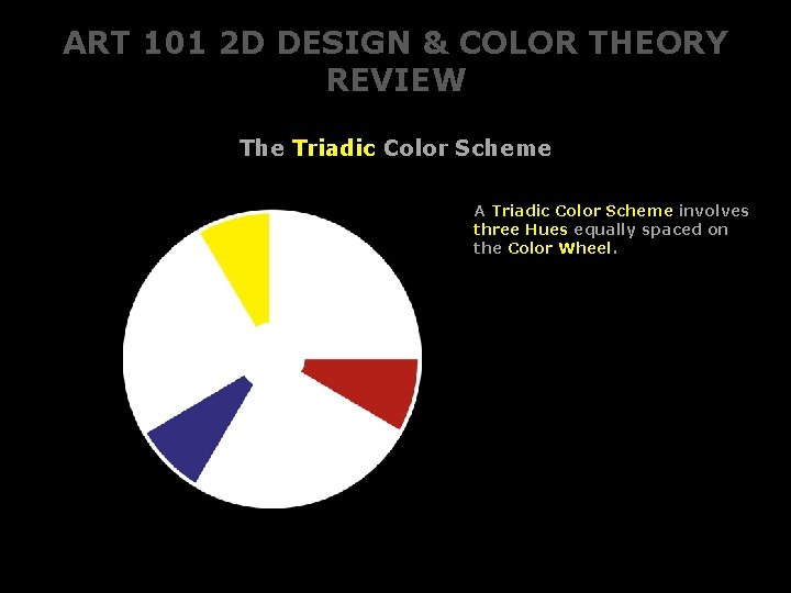ART 101 2 D DESIGN & COLOR THEORY REVIEW The Triadic Color Scheme A