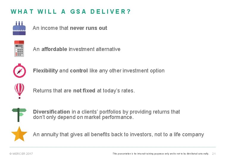 WHAT WILL A GSA DELIVER? An income that never runs out An affordable investment WHAT WILL A GSA DELIVER? An income that never runs out An affordable investment