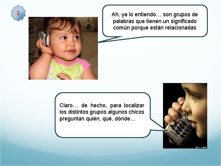 3 Ah, ya lo entiendo… son grupos de palabras que tienen un significado común