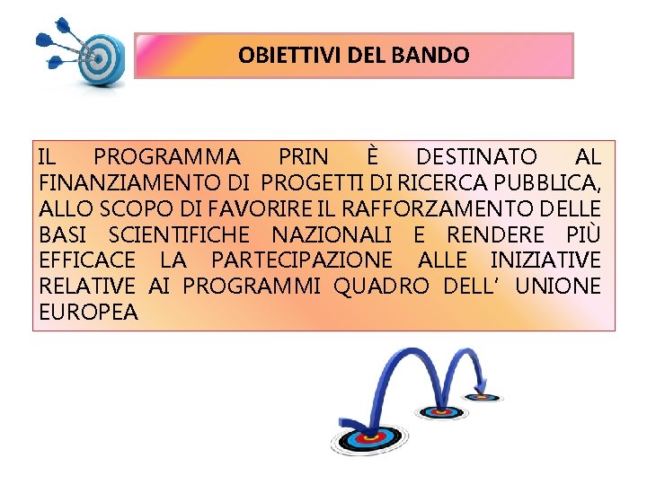 OBIETTIVI DEL BANDO IL PROGRAMMA PRIN È DESTINATO AL FINANZIAMENTO DI PROGETTI DI RICERCA