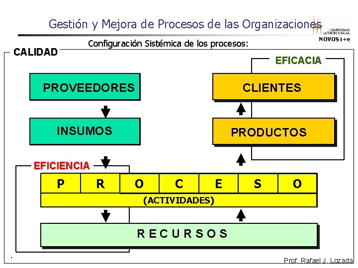 Gestión y Mejora de Procesos de las Organizaciones CALIDAD NOVOS i+e Configuración Sistémica de Gestión y Mejora de Procesos de las Organizaciones CALIDAD NOVOS i+e Configuración Sistémica de