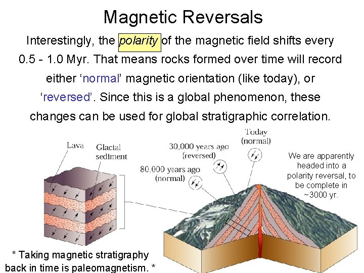 Magnetic Reversals Interestingly, the polarity of the magnetic field shifts every 0. 5 - Magnetic Reversals Interestingly, the polarity of the magnetic field shifts every 0. 5 -