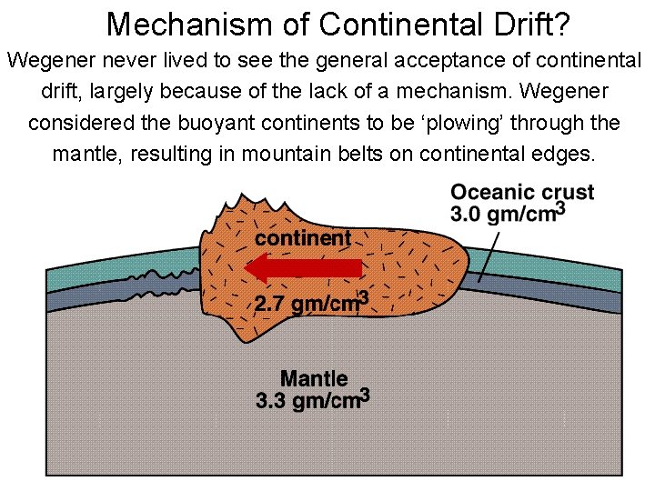 Mechanism of Continental Drift? Wegener never lived to see the general acceptance of continental Mechanism of Continental Drift? Wegener never lived to see the general acceptance of continental