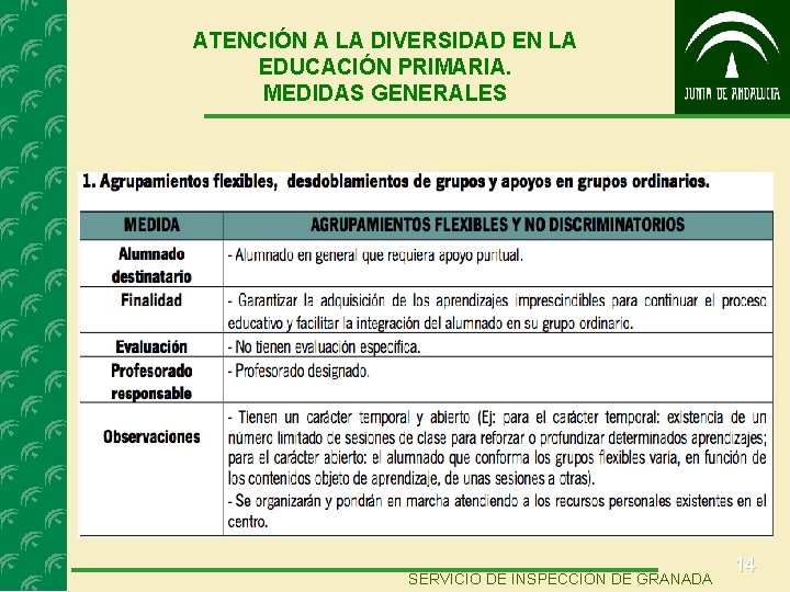 ATENCIÓN A LA DIVERSIDAD EN LA EDUCACIÓN PRIMARIA. MEDIDAS GENERALES SERVICIO DE INSPECCIÓN DE