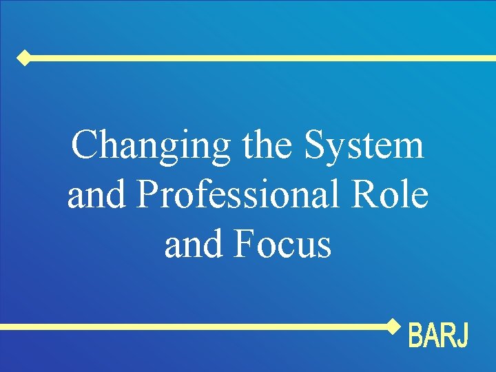 Changing the System and Professional Role and Focus 