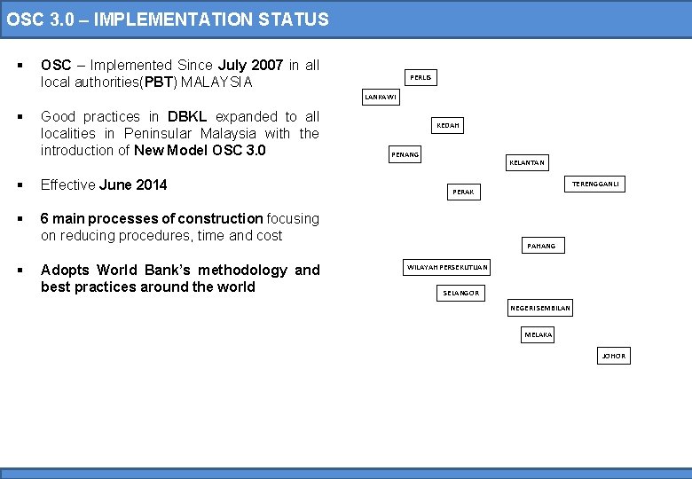 OSC 3. 0 – IMPLEMENTATION STATUS § OSC – Implemented Since July 2007 in