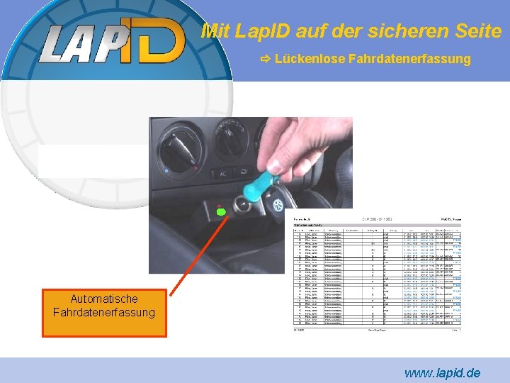 Mit Lap. ID auf der sicheren Seite Lückenlose Fahrdatenerfassung Automatische Fahrdatenerfassung www. lapid. de