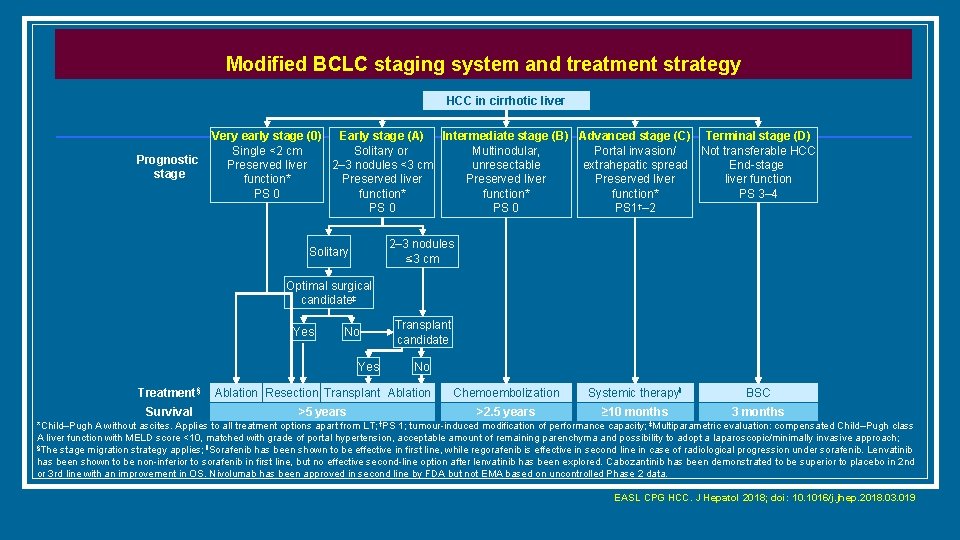 Modified BCLC staging system and treatment strategy HCC in cirrhotic liver Prognostic stage Very