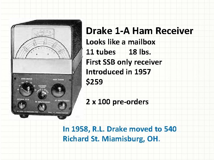 Drake 1 -A Ham Receiver Looks like a mailbox 11 tubes 18 lbs. First