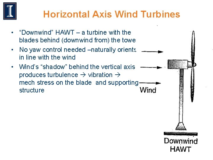 Horizontal Axis Wind Turbines • “Downwind” HAWT – a turbine with the blades behind