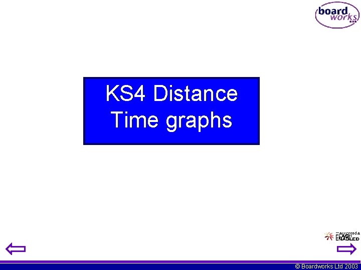 KS 4 Distance Time graphs © Boardworks Ltd 2003 