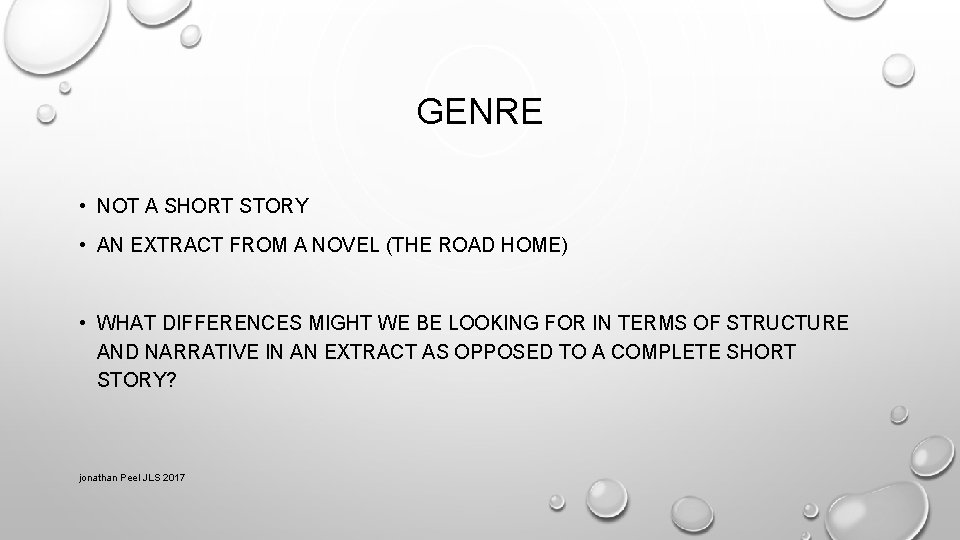 GENRE • NOT A SHORT STORY • AN EXTRACT FROM A NOVEL (THE ROAD