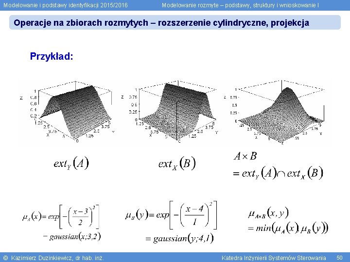 Modelowanie i podstawy identyfikacji 2015/2016 Modelowanie rozmyte – podstawy, struktury i wnioskowanie I Operacje