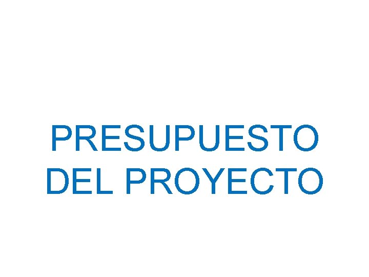 PRESUPUESTO DEL PROYECTO 