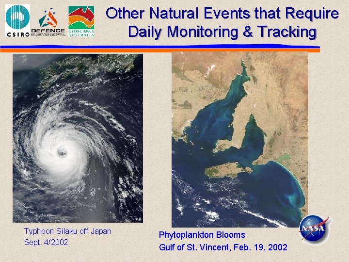 Other Natural Events that Require Daily Monitoring & Tracking Typhoon Silaku off Japan Sept.