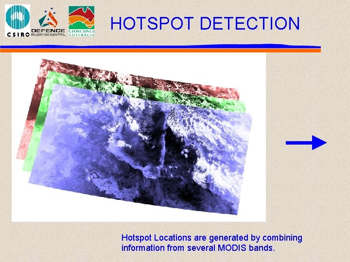 HOTSPOT DETECTION Hotspot Locations are generated by combining information from several MODIS bands. 