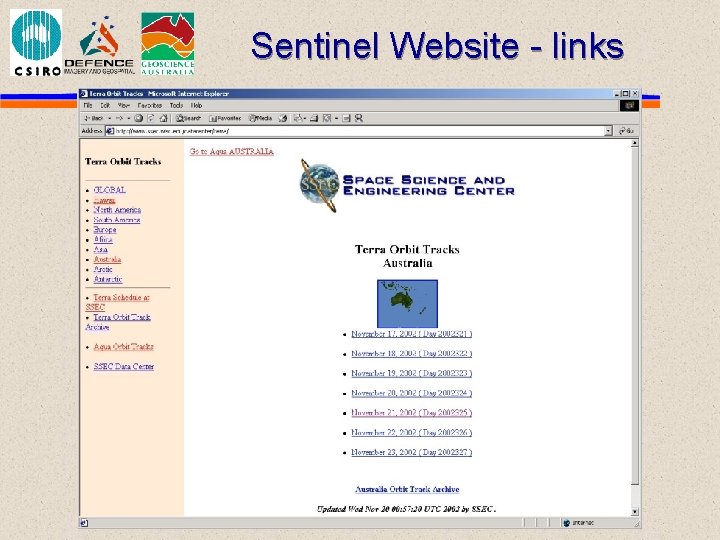 Sentinel Website - links 