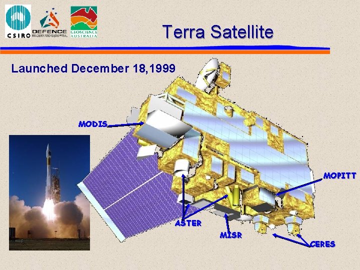 Terra Satellite Launched December 18, 1999 MODIS MOPITT ASTER MISR CERES 