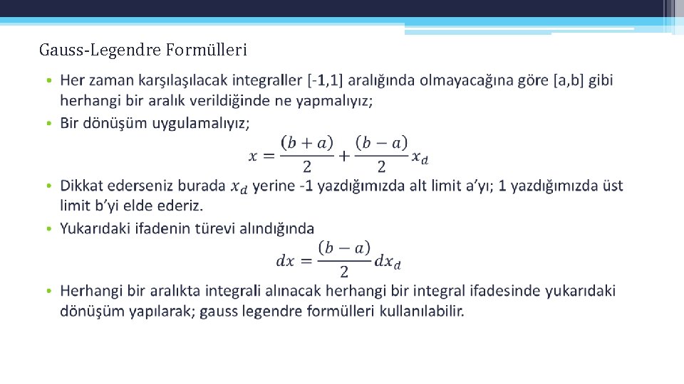 Gauss-Legendre Formülleri • 