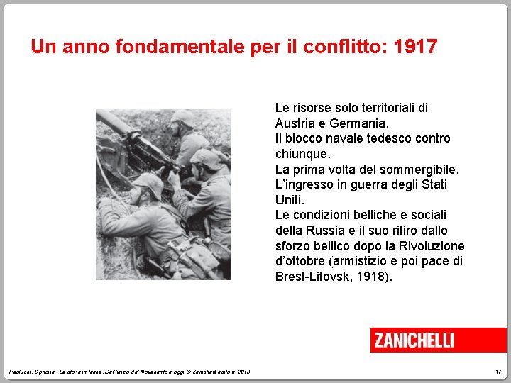 Un anno fondamentale per il conflitto: 1917 Le risorse solo territoriali di Austria e