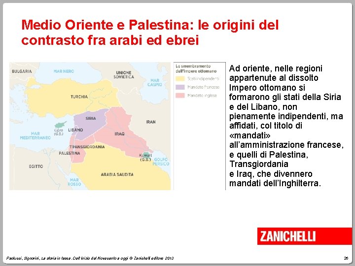 Medio Oriente e Palestina: le origini del contrasto fra arabi ed ebrei Cartina p.