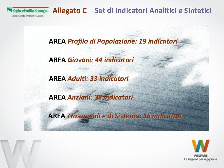 Allegato C - Set di Indicatori Analitici e Sintetici AREA Profilo di Popolazione: 19 Allegato C - Set di Indicatori Analitici e Sintetici AREA Profilo di Popolazione: 19