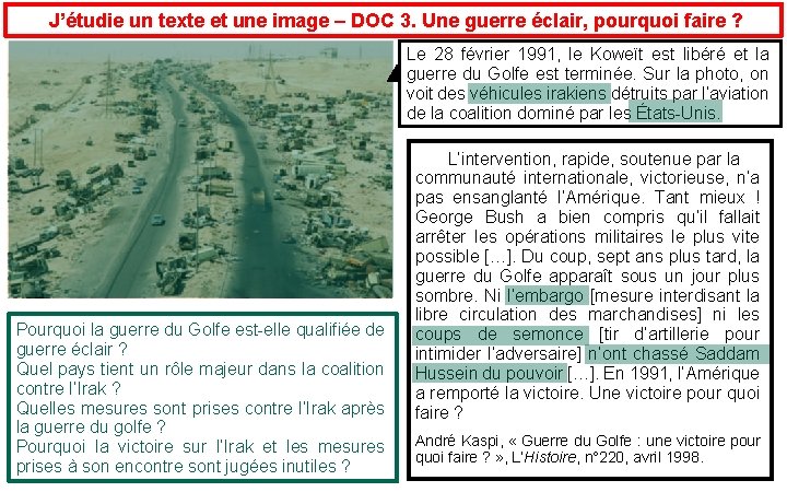  J’étudie un texte et une image – DOC 3. Une guerre éclair, pourquoi
