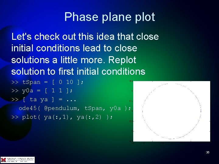 Phase plane plot Let's check out this idea that close initial conditions lead to