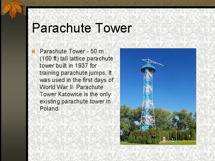 Parachute Tower - 50 m (160 ft) tall lattice parachute tower built in 1937