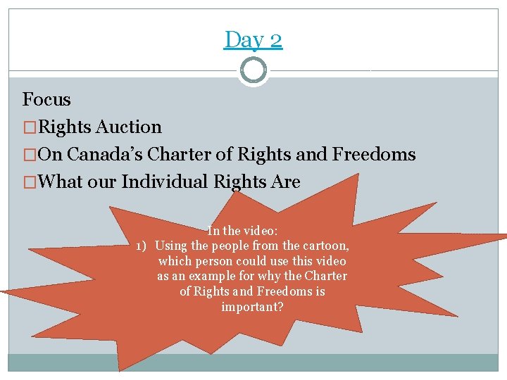 Day 2 Focus �Rights Auction �On Canada’s Charter of Rights and Freedoms �What our