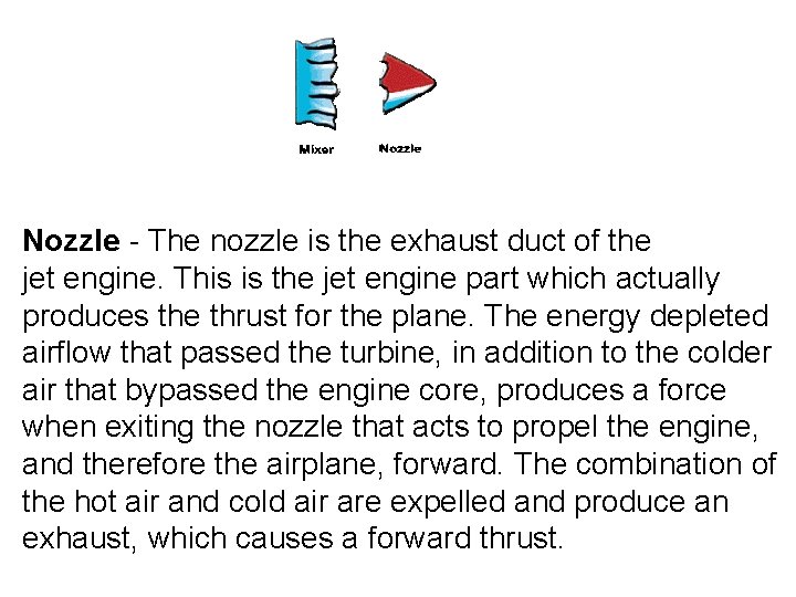  Nozzle - The nozzle is the exhaust duct of the jet engine. This