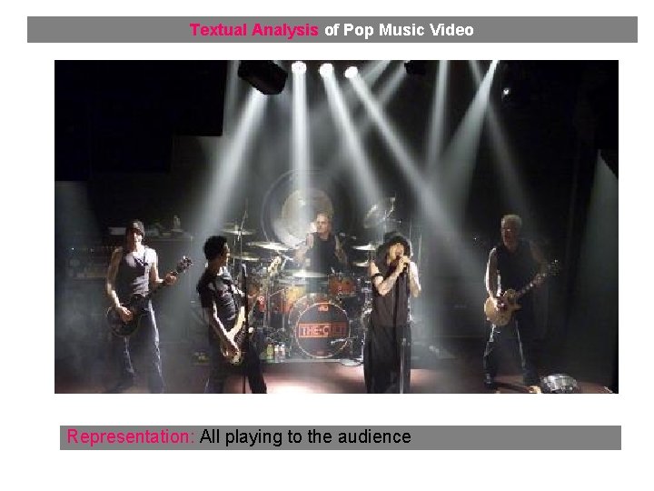 Textual Analysis of Pop Music Video Representation: All playing to the audience 